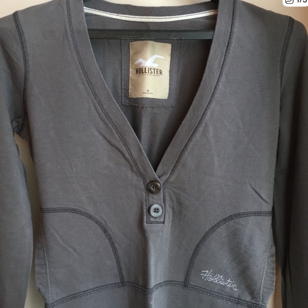 Hollister Gray button lightweight sweatshirt